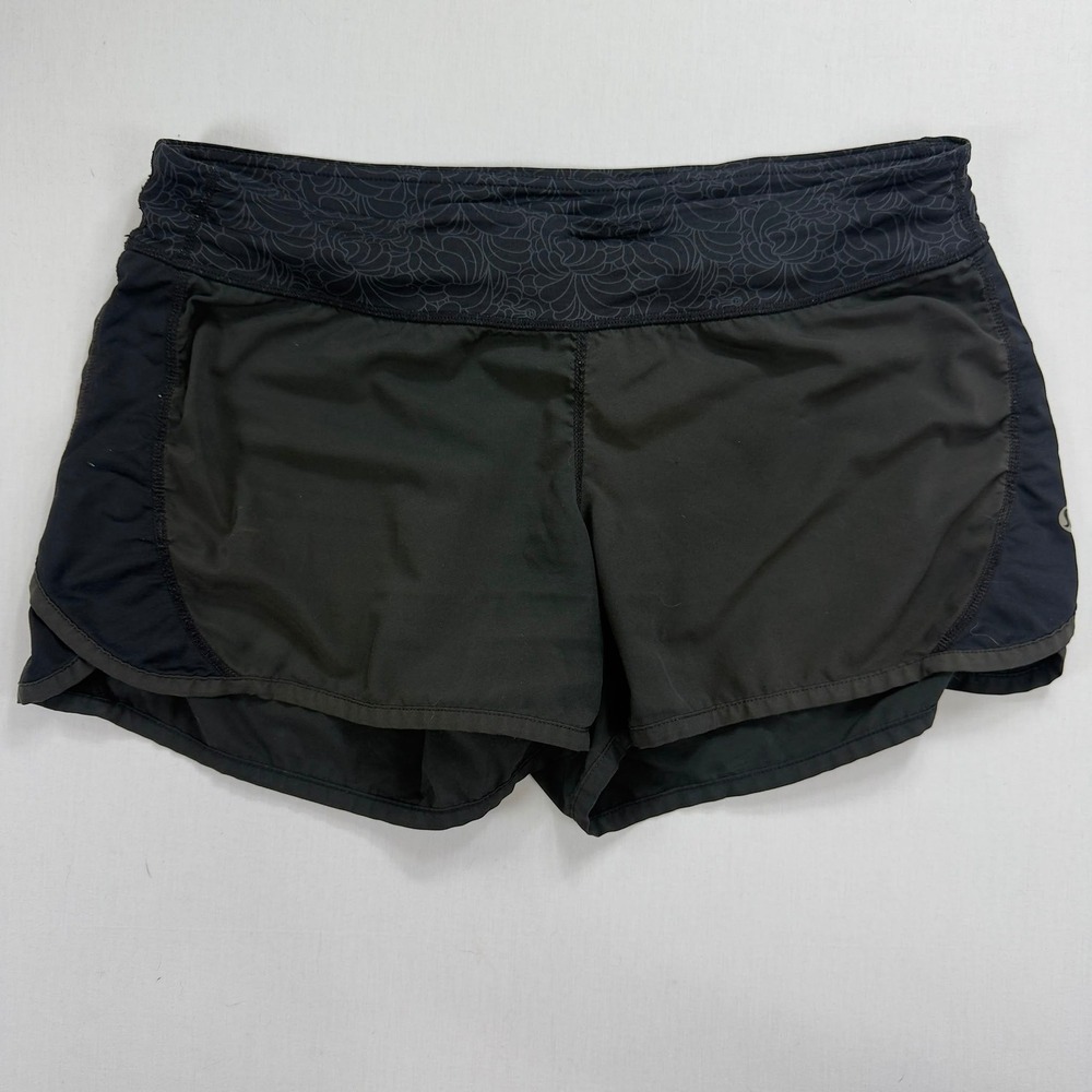 Lululemon Speed Short Black Floral Waistband Running Athletic Women's Size 10